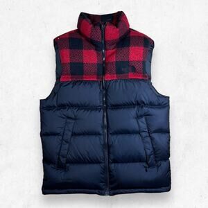 The North Face Women's M Nuptse 700 LUMBERJACK Red Plaid Down Puffer Vest